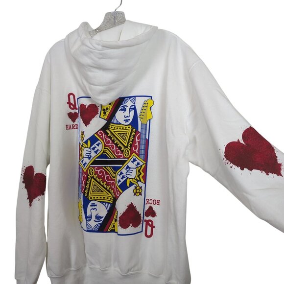 Hard Rock Hotel & Casino Biloxi white zip Hoodie size L Queen of Hearts Graphic - Picture 4 of 16
